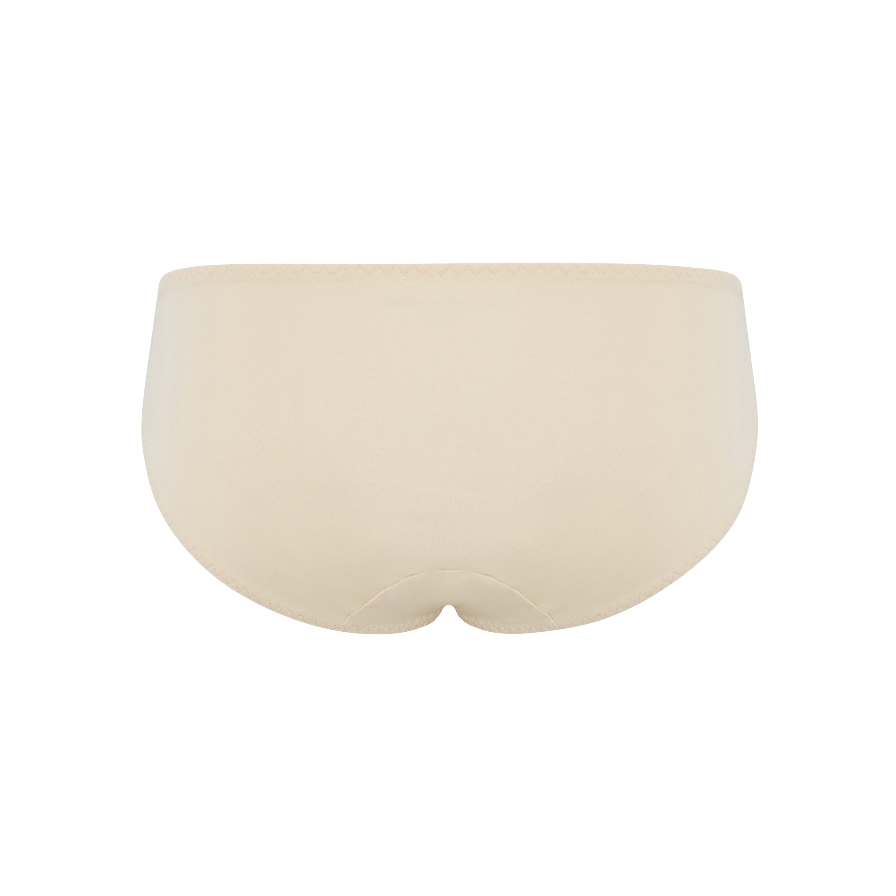 Ashley Luxe organic cotton and silk brief in beige, back view, JulieMay Lingerie