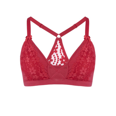 Passion Red - Lace Organic Cotton & Silk Bralette - Juliemay Lingerie