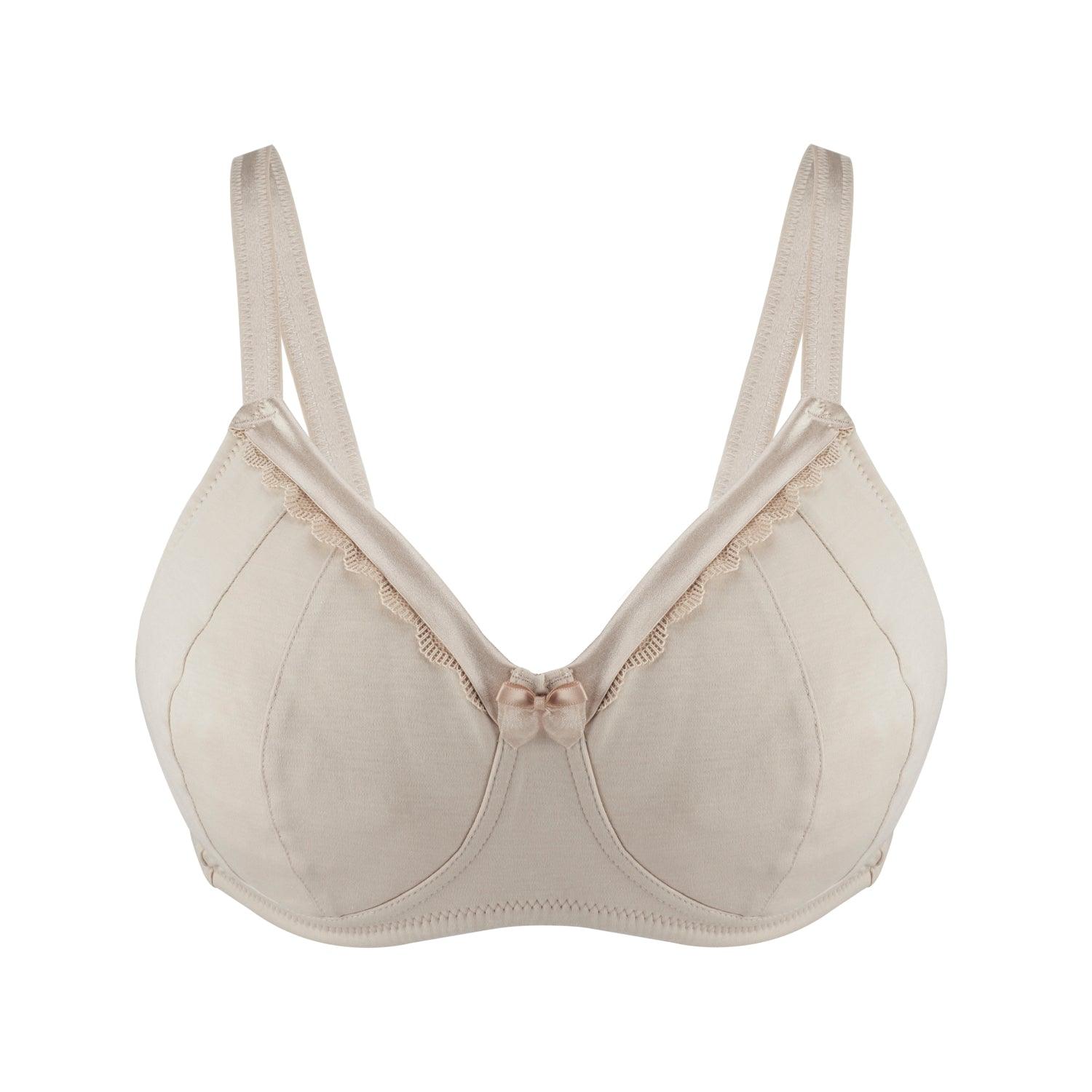 Ivory-Supportive Non-Wired Silk & Organic Cotton Full Cup Bra with removable paddings - Juliemay Lingerie