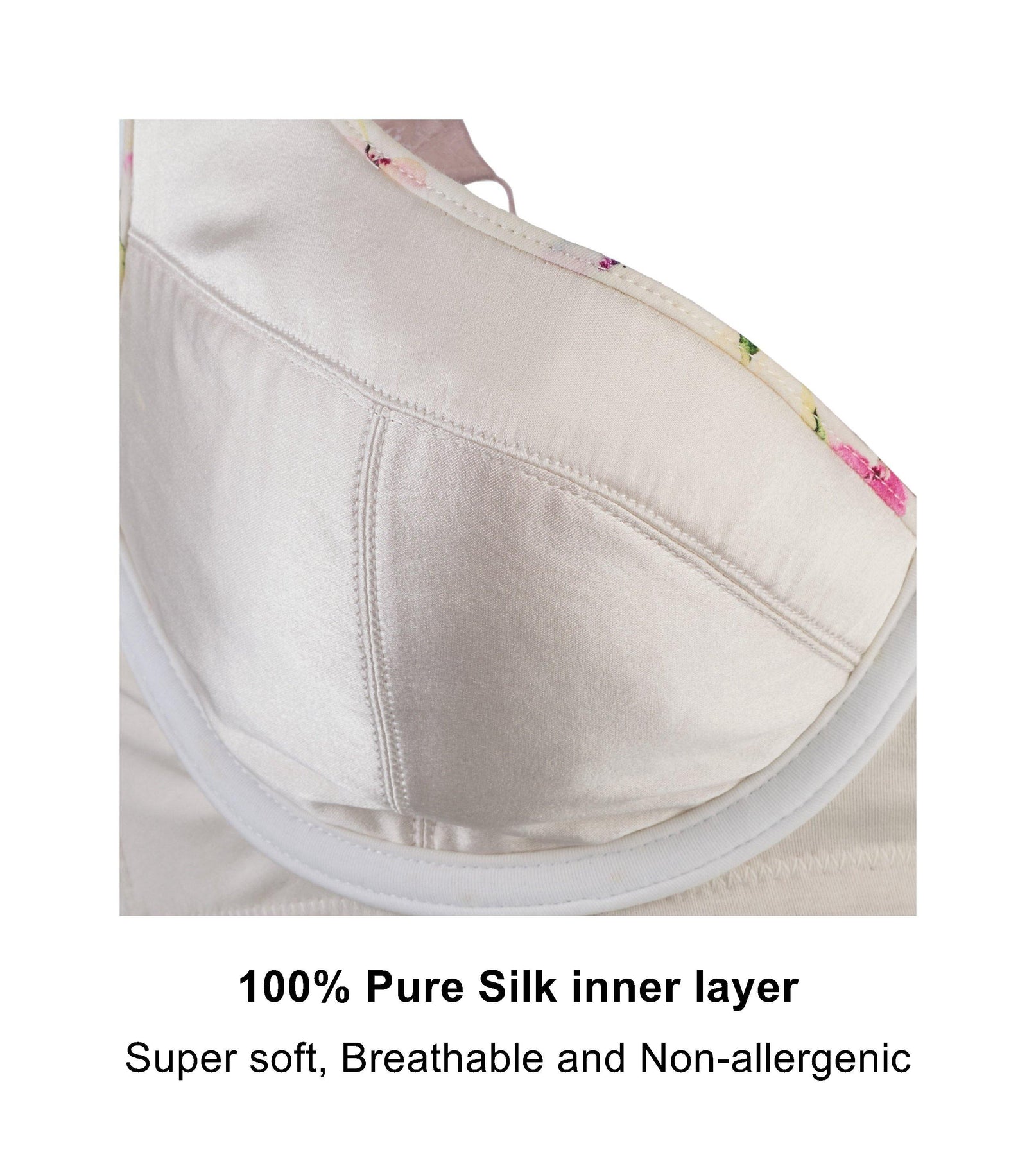 100% Pure Silk and Organic Cotton Wireless Bra - Champagne