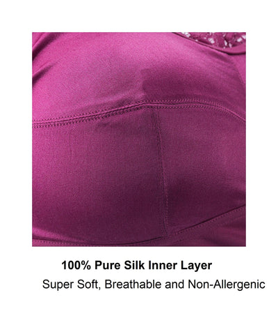 Fuchsia - Silk Back Support Full Coverage Wireless Organic Cotton Bra - Juliemay Lingerie
